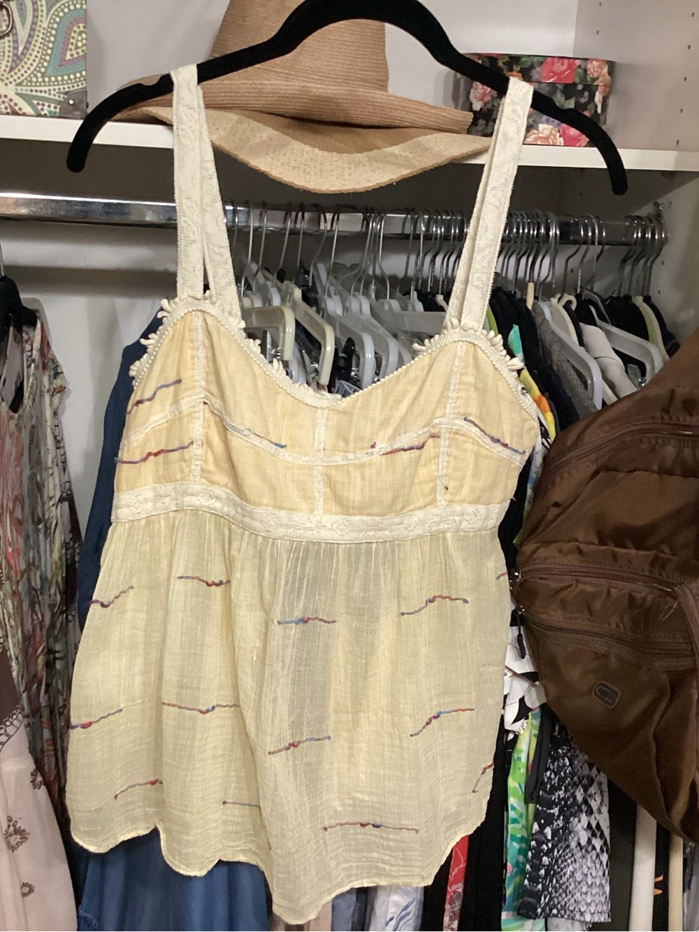 Free People Vintage 1971, Summer Dream Gauze Top New Romantic Line, LG. Openback